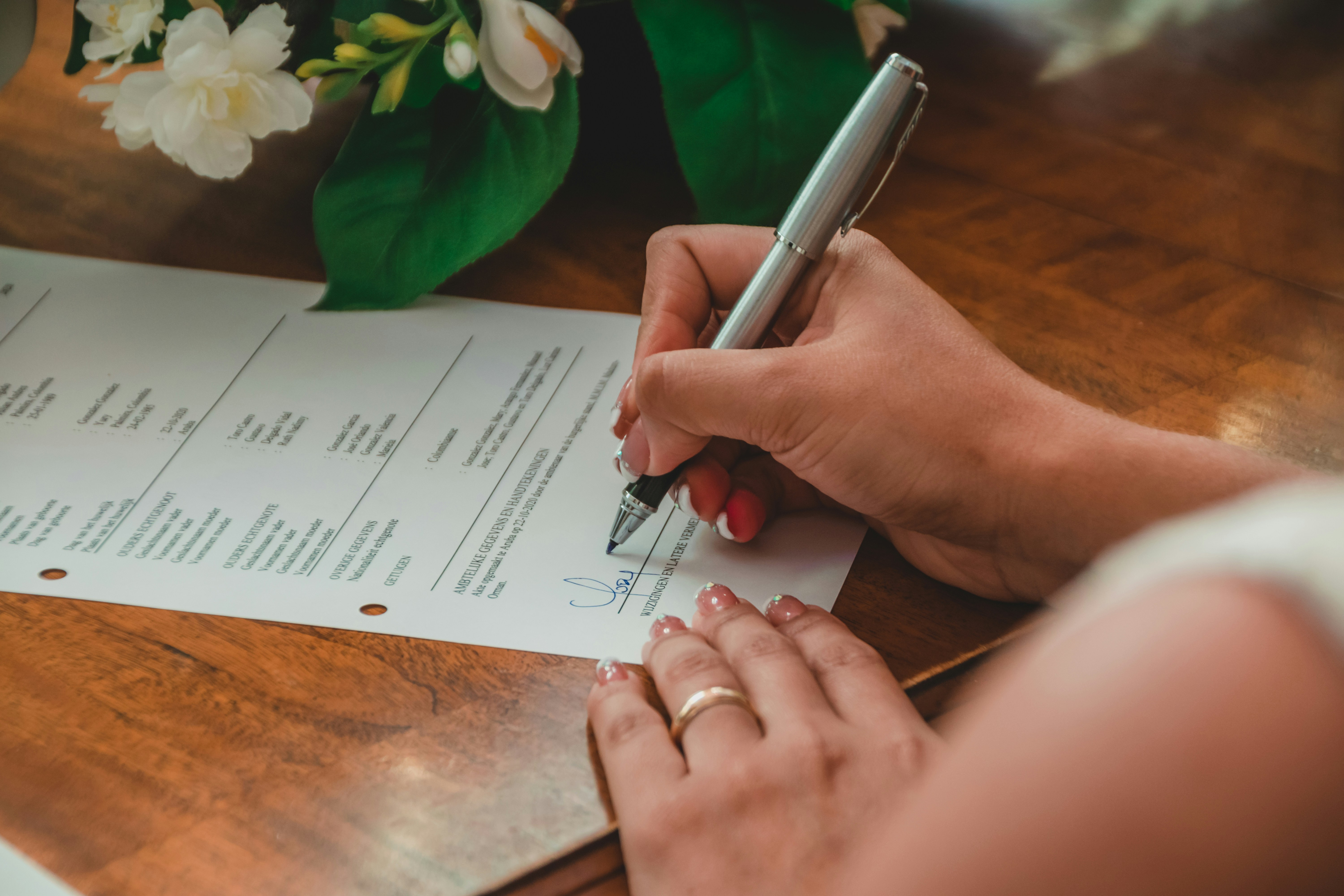 Home buyer signing documents